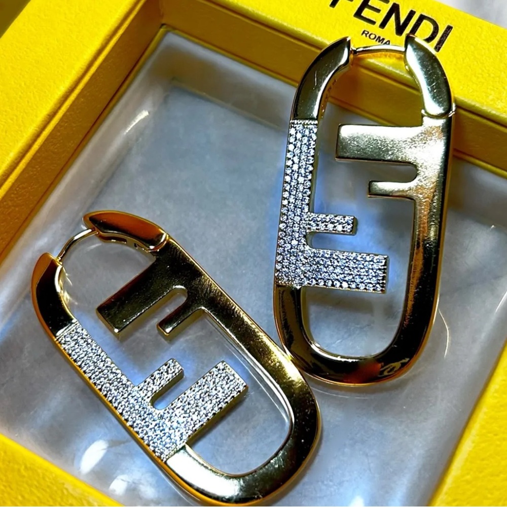 Authentic Fendi Large O’Lock Crystal Earrings - Picture 9 of 12